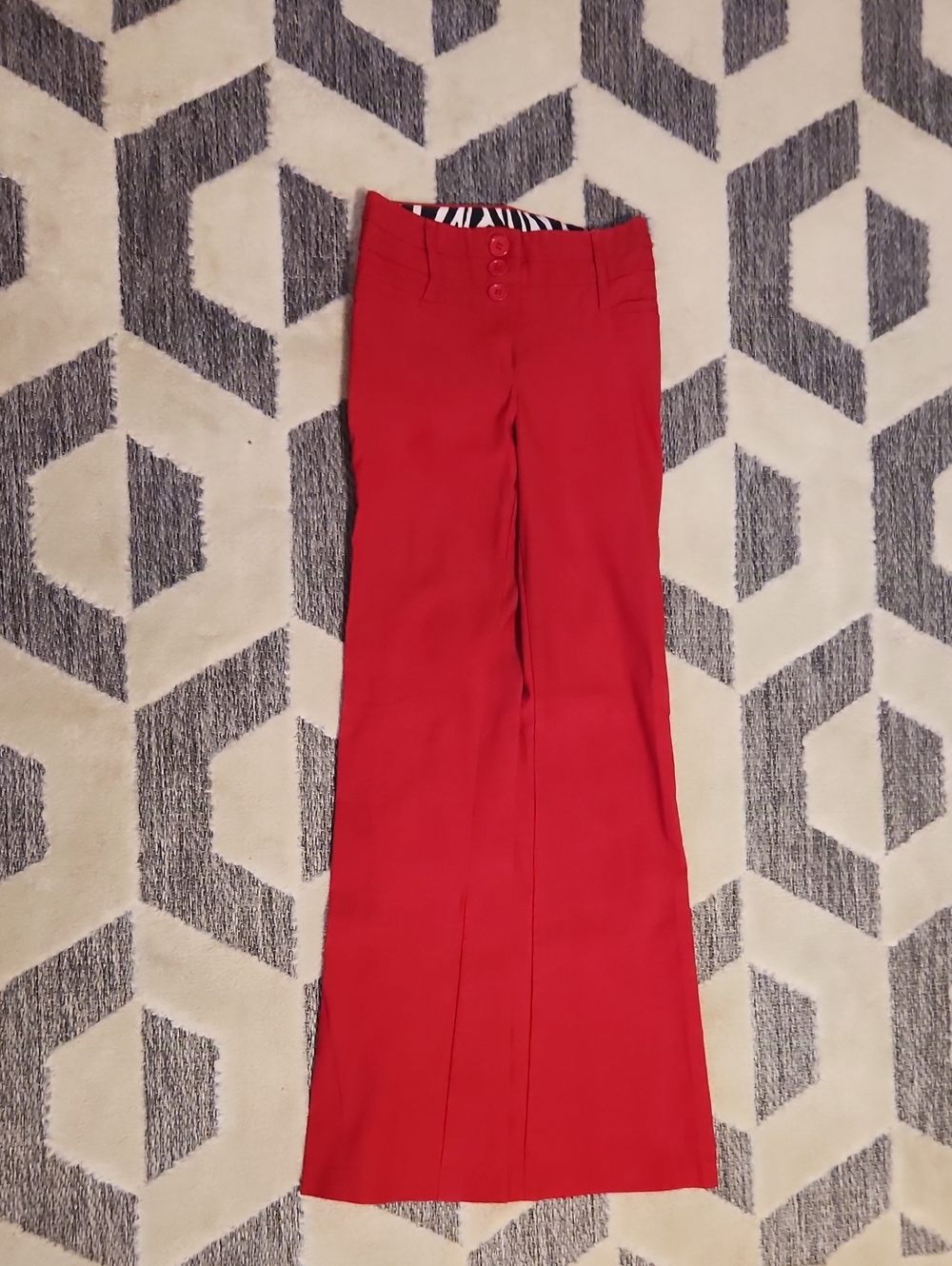 Body Central Red Mid-Rise Pants with Zebra Trim
